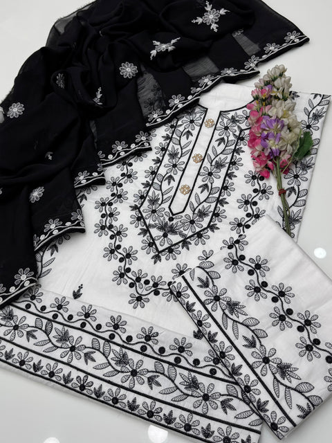 Handmade Style Embroidered 🧵Galla Daman Lawn 3 Pc Dress 👗