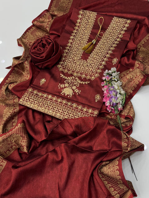 Winter’s Beautiful Boutique Style Fancy Sequence Zaari 🧵 Soosi Stuff 3 PC Dress 👗
