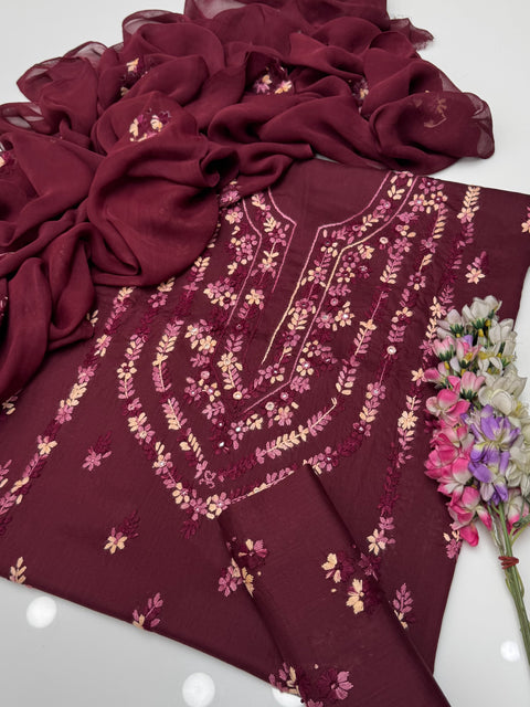 💕 Shop The Latest Styles Handmade Pakka Tanka Thread 🧵 Embroidery Lawn 3 Pc 👗