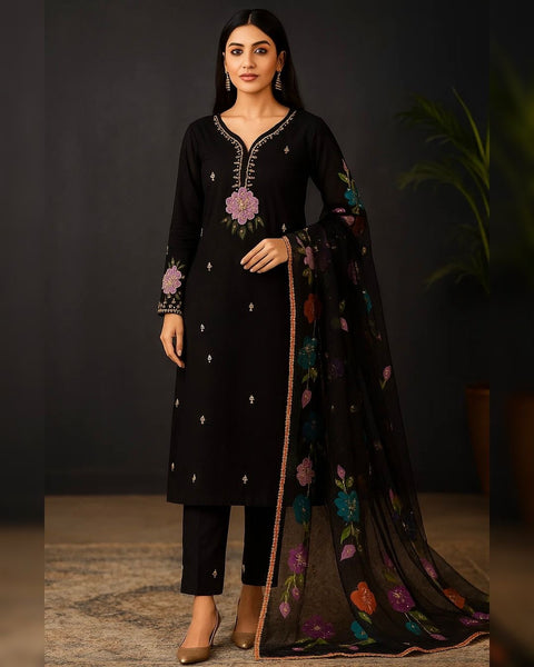 Handwork Stones And Beads Work Oil Painted 🎨 Organza 2 Pc Dress 👗