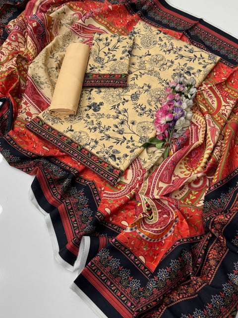 💯% ORIGINAL Mausummery Brand Digital Printed Linen 3 Pc Dress 👗