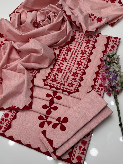 Winter’s Handmade Applique Ralli Work Soft Khaddar 3 Pc Dress 👗