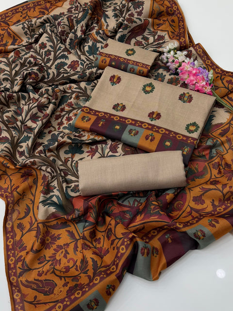 🔥 #WINTER KALAMKARI PASHMINA 3PC 🔥