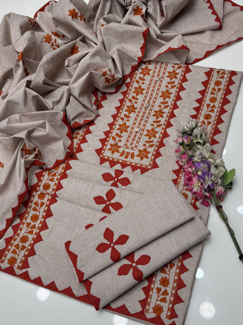 Winter’s Handmade Applique Ralli Work Soft Khaddar 3 Pc Dress 👗