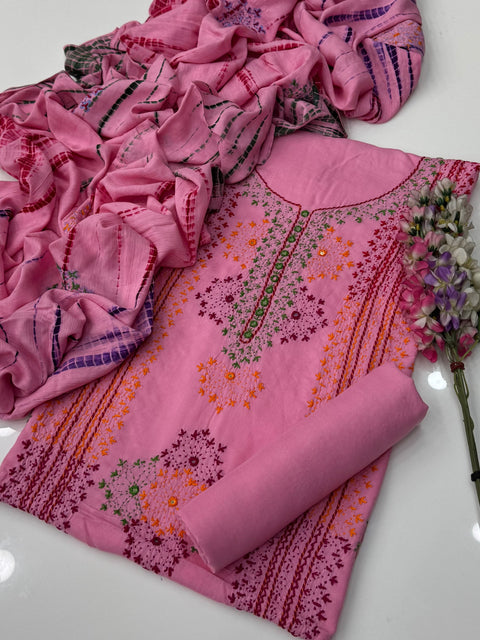 Handcrafted Beautiful Afghani Pasham Embroidery With Sheesha Work Linen 3 Pc Dress 👗