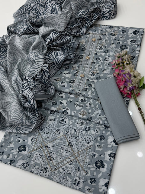 Beautiful Galla Daman Chikankari Embroidery 🧵 Lawn 3 PC Dress 👗