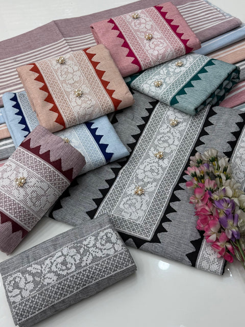 🔥 #WINTER’s Beautiful Handmade Style Cross Stitch Applique Soft Khaddar 3 Pc Dress 👗