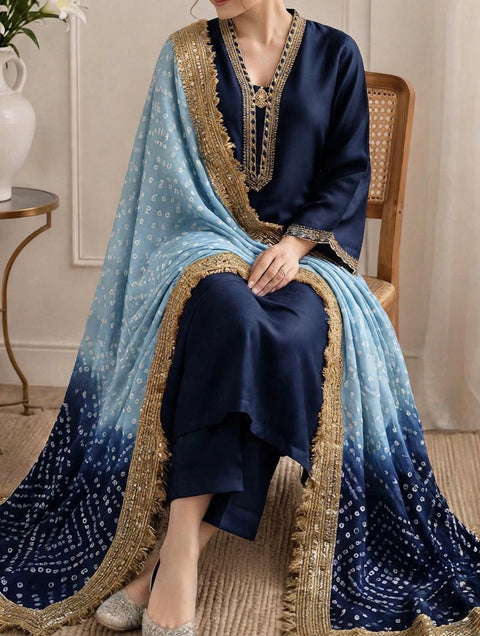 💕 #TRENDING #CHUNRI MEDIUM SILK 3 PC 💕
