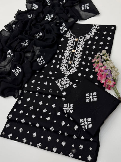 🔥 Handmade Sindhi Tanka Embroidery 🧵 With Sheesha Work Pure Lawn 3 Pc Dress 👗