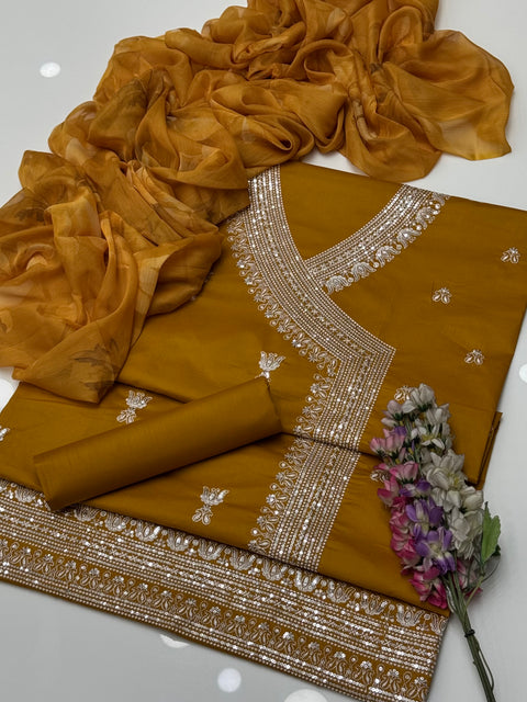Fancy Angrakha Style Sequence Work Embroidery 🧵 Lawn 3 Pc Dress 👗