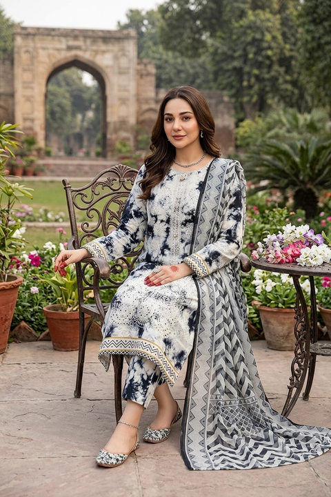 💕 ONLY 2650/-PKR CHIKANKARI LAWN 3PC Dress 💕