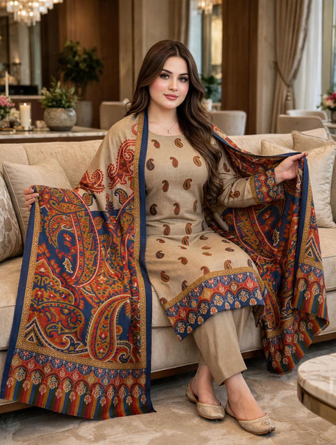 🔥 KALAMKARI PASHMINA 3PC DRESS 🔥