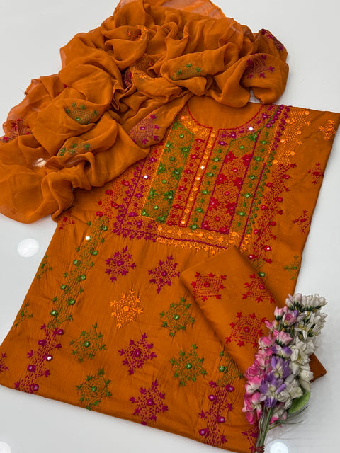 Handmade Afghani Pasham Embroidery 🧵 Lawn 3 Pc Dress 👗