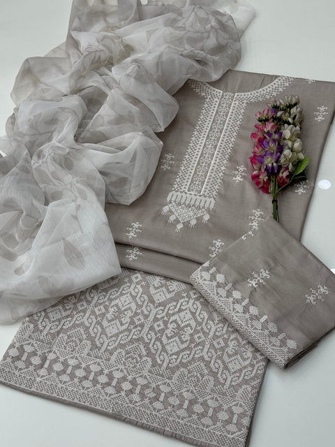 Handmade Style Cross Stitch Computer Embroidery 🧵Lawn 3 Pc Dress 👗