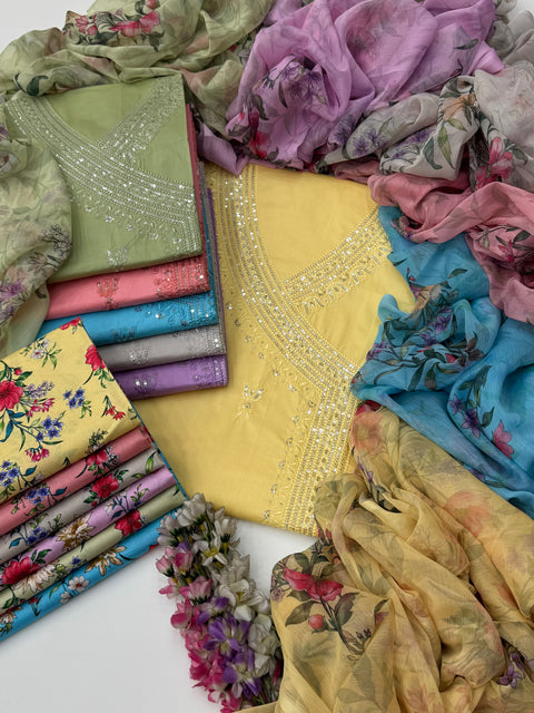 Eid’s Fancy Angrakha Style Sequence Embroidery 🧵 Lawn  3 Pc Dress 👗