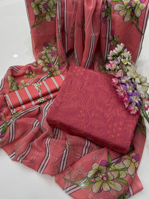 Handmade Style Bareeze Embroidery 🧵 Lawn 3 Pc Dress 👗