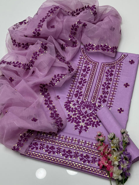 Boutique Style Sequence Pakka Tanka Embroidery 🧵 3 Pc Dress 👗