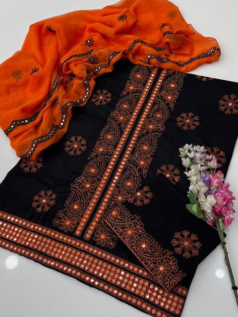 Handmade Style Shadow Embroidery 9mm Work 🧵 Cotton Lawn 3 Pc 👗