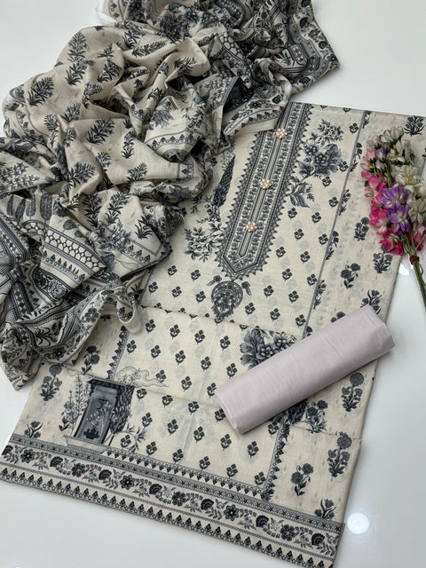 💕 Mausummery Brand Digital Printed Pure Lawn  3 Pc Dress 👗