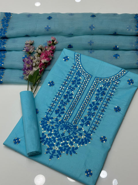 Boutique Style Sequence Pakka Tanka Embroidery 🧵 3 Pc Dress 👗