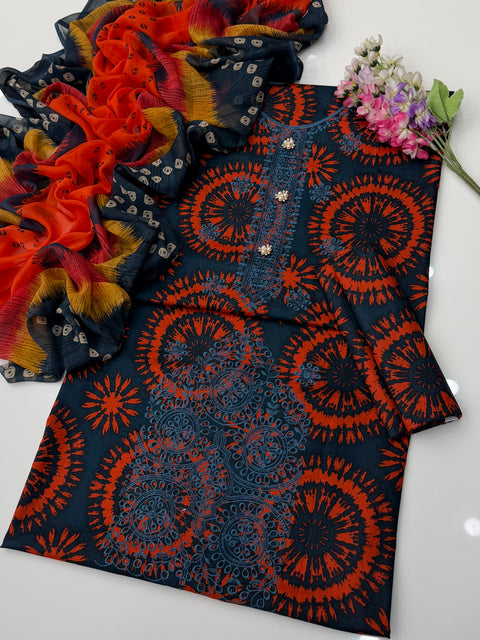 🔥 Beautiful Boutique Style Chikankari Embroidery 🧵 Digital Printed Pure Lawn 3 PC Dress 👗