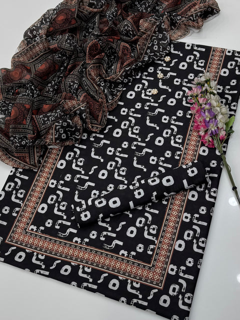 Digital Printed Swiss Monar Soft Premium Qaulity 3 Pc Dress 👗