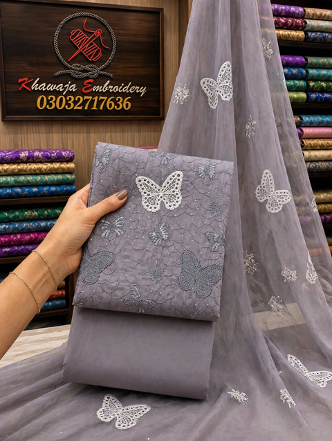 💕 #CHIKANKARI Maria.b Butterfly 🦋 Shiffile Chikankari Embroidery 🧵 Lawn 3 PC Dress 👗