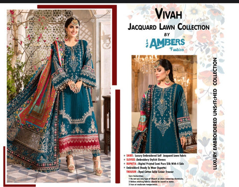 EID’s Luxury Heavy Embroidered Self Jacquard Lawn With Silk Duppata 3 Pc Dress 👗