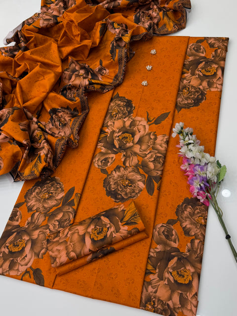 🔥 #Branded Hit Code Digital Printed Superior Quality Linen 3 PC Dress 👗
