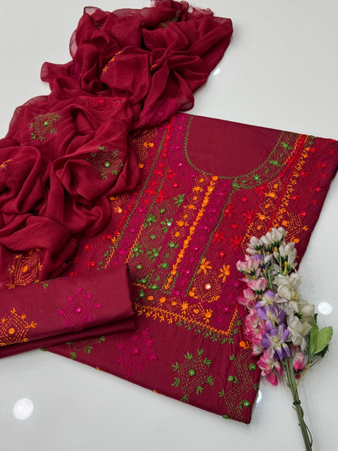 Handmade Afghani Pasham Embroidery 🧵 Lawn 3 Pc Dress 👗