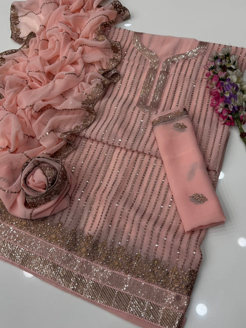 Fancy Sequence & Zaari Tilla Embroidery Soft Chiffion 2 PC Dress 👗
