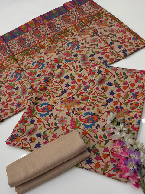 🔥KALAMKARI PASHMINA 3PC 🔥