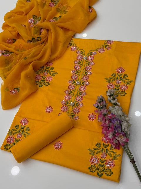 🔥 Elegant Boutique Fancy Cross Stitch Sequence Cotton Lawn 3 PC Suit 👗