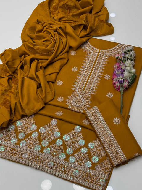 Handmade Style Chikankari Sequence Embroidery 🧵3 Pc Dress 👗