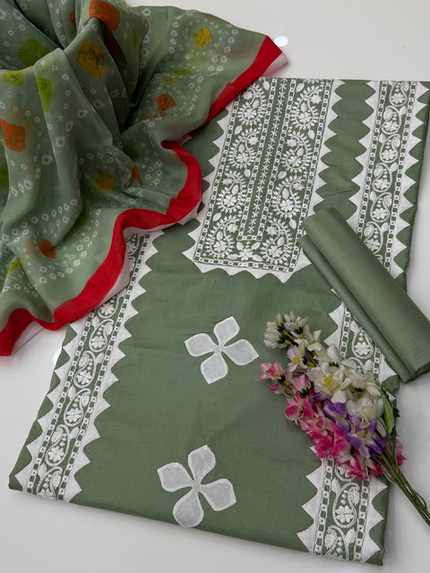 💕 Beautiful Handmade Applique Ralli Work 🪡 With Pakka Tanka Lawn 3 Pc Dress 👗