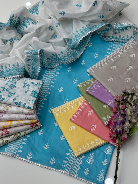 Beautiful Cross Stitch Tanka Embroidery 🧵 Pure Lawn 3 Pc 👗