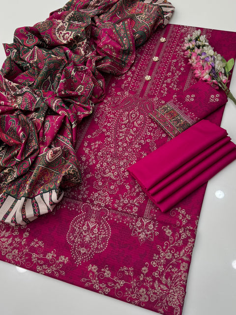 💯% Original Mausummery Brand Digital Printed Bana Dora Linen 3 Pc Dress 👗