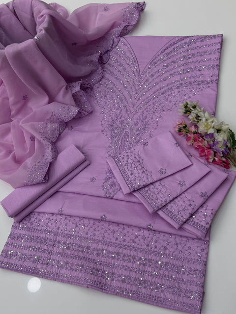 💕 Fancy Beautiful Outfit Bareeze Sequence Embroidery 🪡 Lawn 3 PC Dress 👗