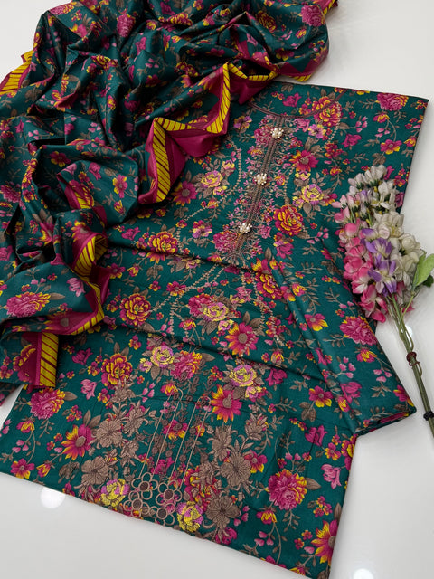 Beautiful Galla Daman Chikankari Embroidery 🧵 Lawn 3 PC Dress 👗