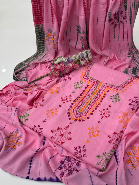 Handmade Afghani Pasham Embroidery With Sheesha Work Linen 3 Pc Dress 👗