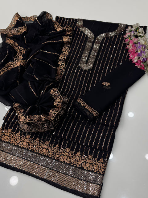 Fancy Sequence & Zaari Tilla Embroidery Soft Chiffion 2 PC Dress 👗