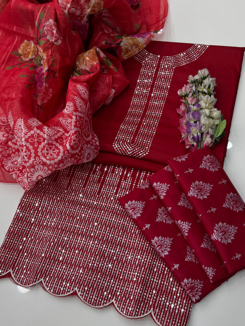 Beautiful 🤩 Sequence Work Embroidery 🧵 Pure Lawn 3 Pc 👗