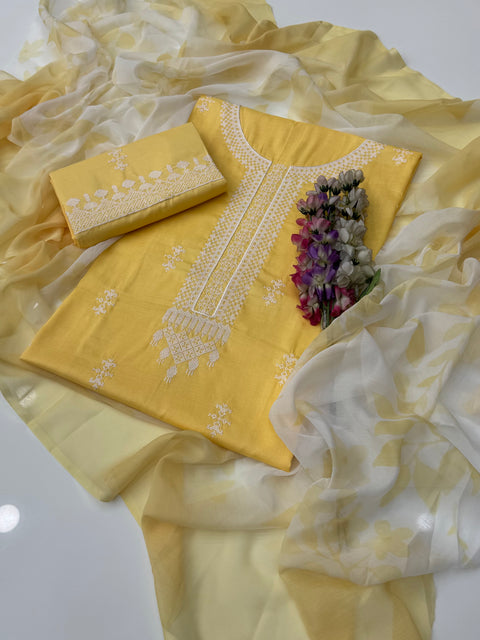 Handmade Style Cross Stitch Computer Embroidery 🧵Lawn 3 Pc Dress 👗