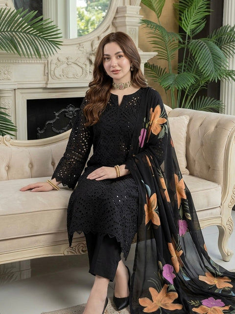 💕 #BLACK #CHIKANKARI 3PC 💕