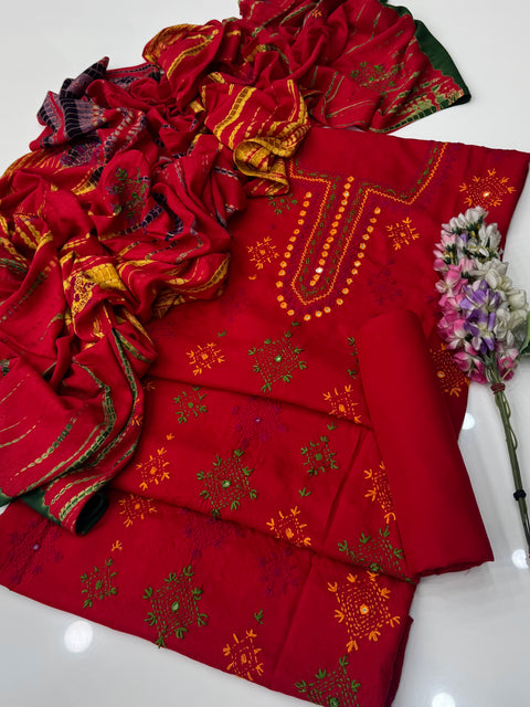 Handmade Afghani Pasham Embroidery With Sheesha Work Linen 3 Pc Dress 👗