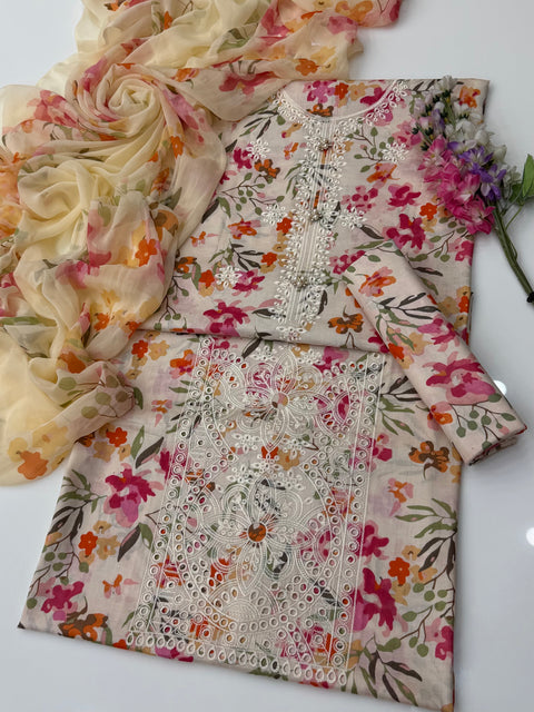 🔥 ONLY 2650/-PKR #CHIKANKARI LAWN 3 PC 🔥