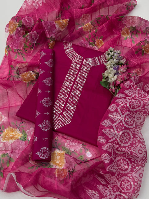 Beautiful 🤩 Sequence Work Embroidery 🧵 Pure Lawn 3 Pc 👗