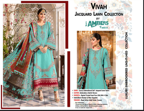 EID’s Luxury Heavy Embroidered Self Jacquard Lawn With Silk Duppata 3 Pc Dress 👗