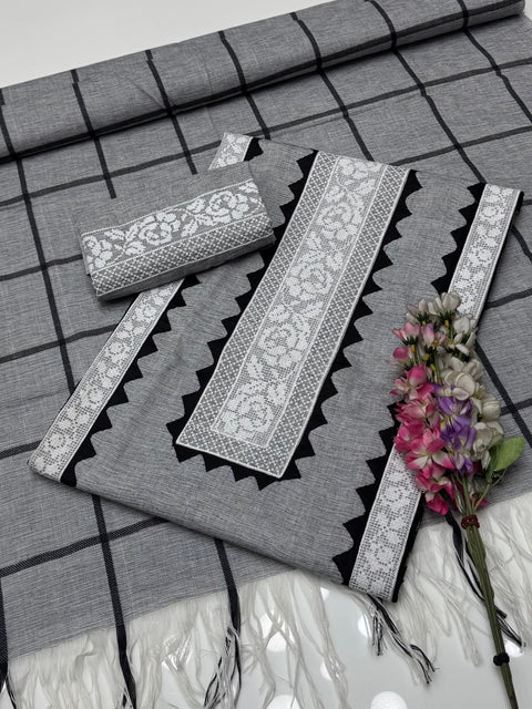 🔥 WINTER’s Beautiful Handmade Cross Stitch Tanka With Applique Ralli Work 3 Pc Dress 👗