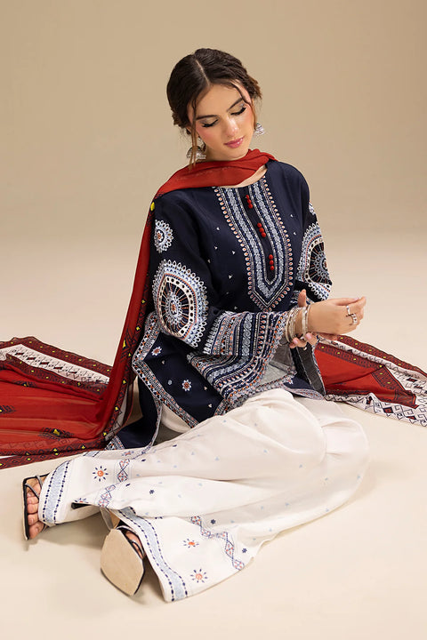 Branded Hit Codes Beautiful Boutique Style Embroidered Soft Dhanak 3 PC Dress 👗